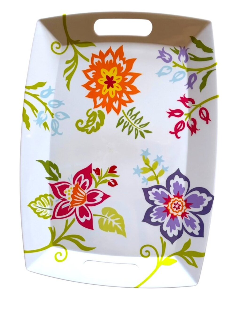 Longaberger Summertime Floral Melmac Tolware Cottagecore Serving Platter Plate